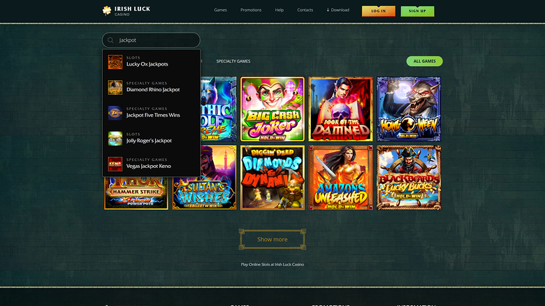 Irish Luck Casino — Jackpot games