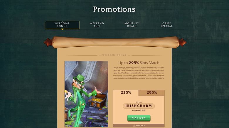 Irish Luck Casino — Promotions page