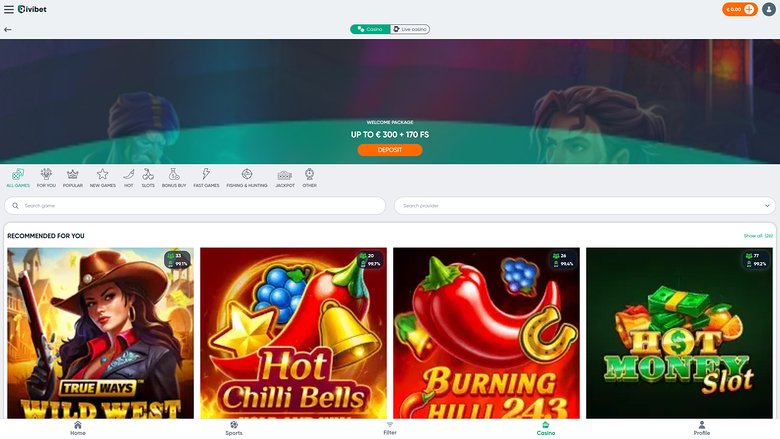 Ivibet Casino — Games lobby