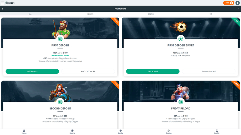 Ivibet Casino — Promotions page