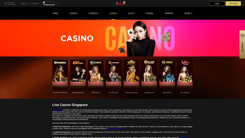 IVIP9 Casino — Live dealer lobby