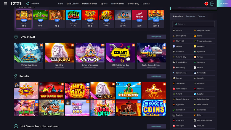 IZZI Casino — Games by studio