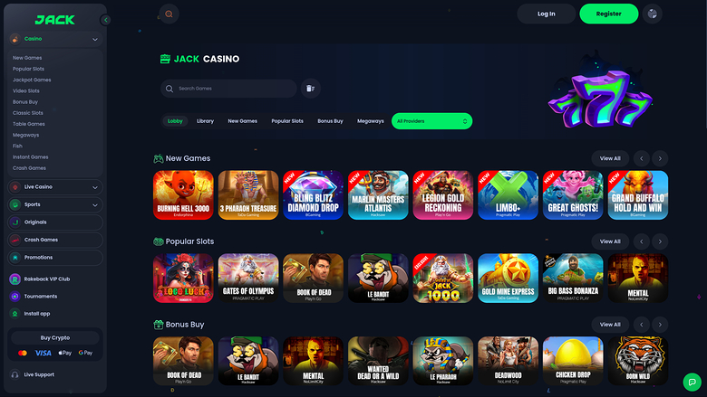 Jack Casino — Games lobby