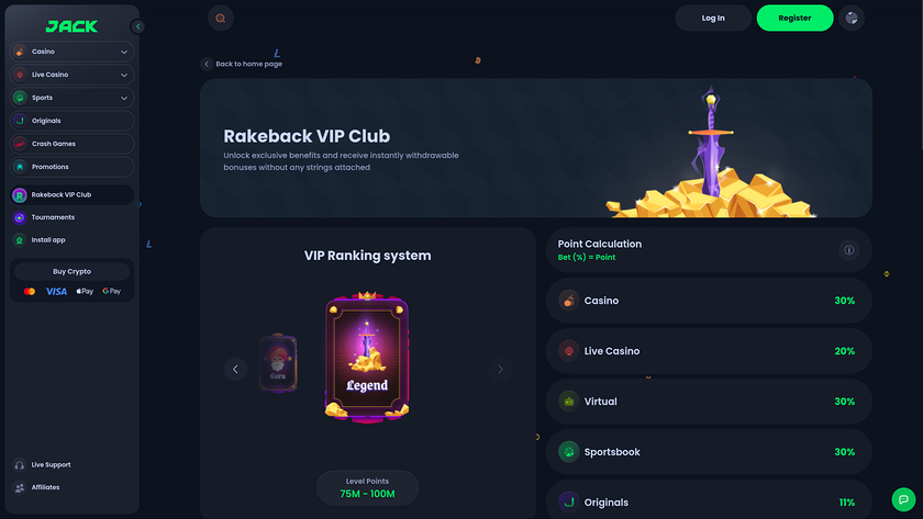 Jack Casino — VIP section