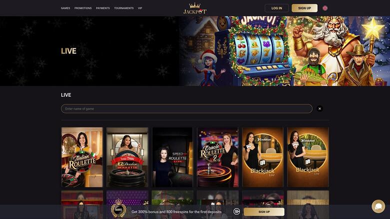 Jack Pot Casino — Live dealer lobby