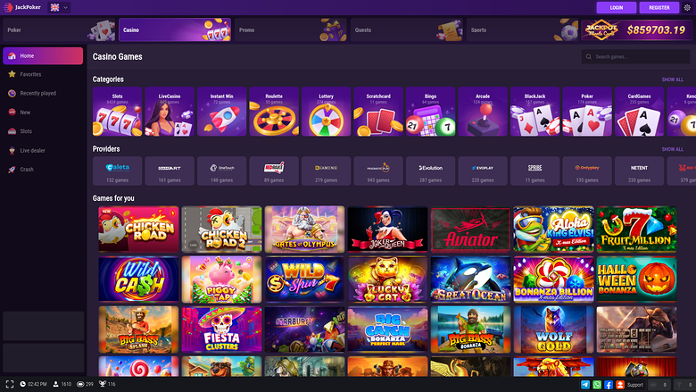 JackCasino — Games lobby