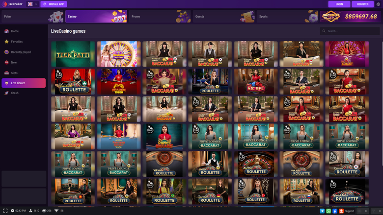 JackCasino — Live dealer lobby