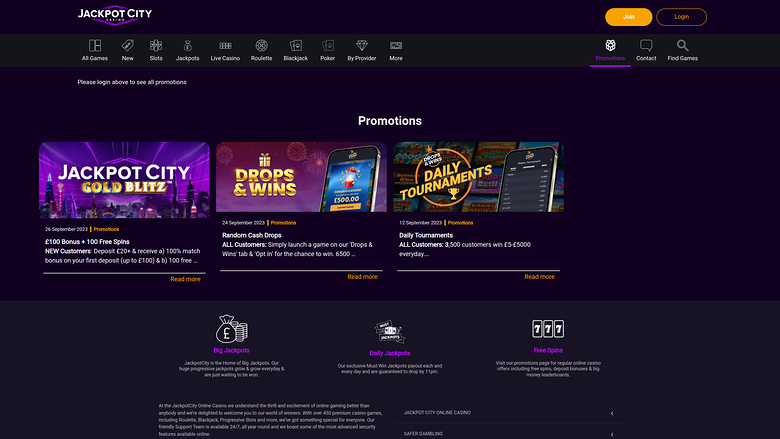 Jackpot City Casino — Promotions page