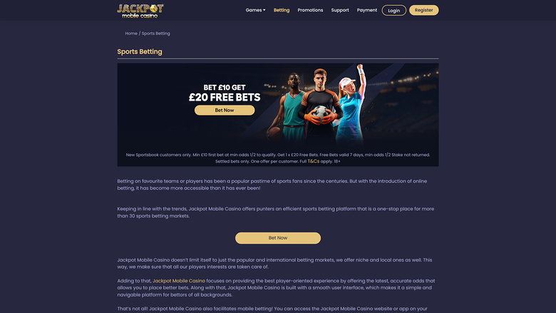 Jackpot Mobile Casino — Sportsbook on mobile