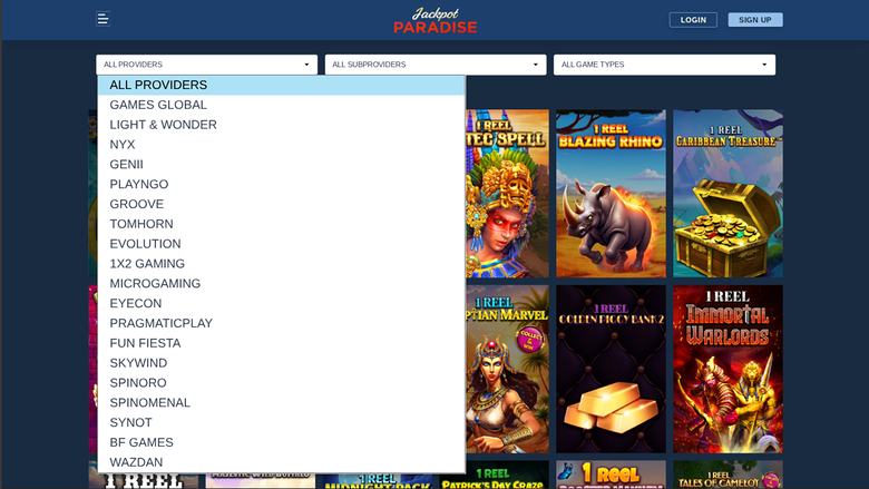 Jackpot Paradise Casino — Games by studio