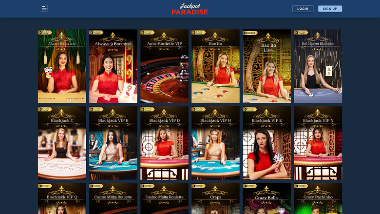 Jackpot Paradise Casino — Live dealer lobby