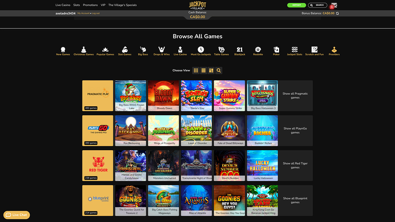 Jackpot Village Casino — Games by studio