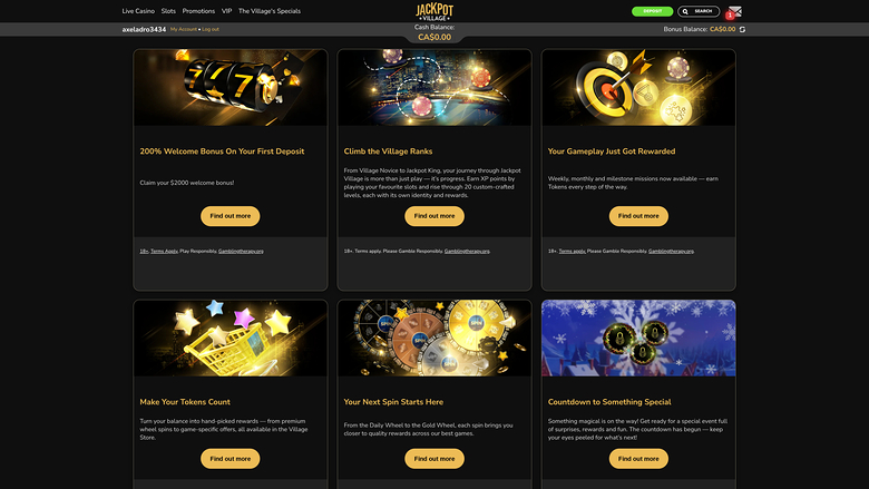 Jackpot Village Casino — Promotions page