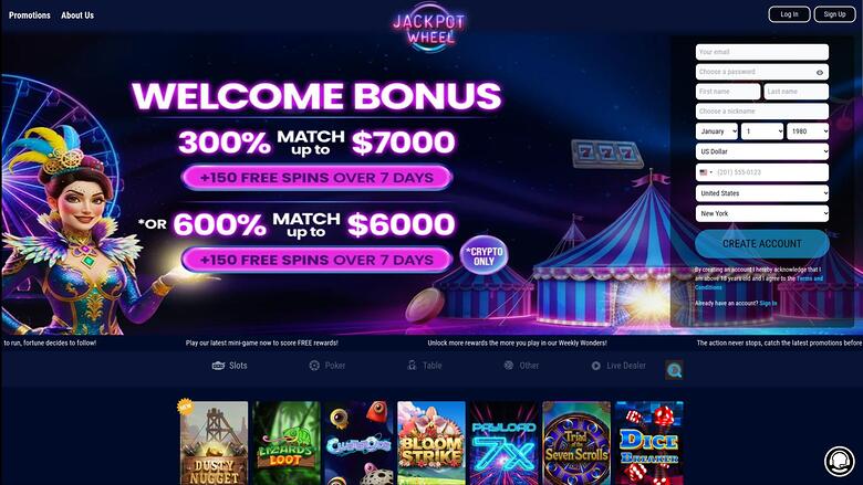 Jackpot Wheel Casino — Homepage