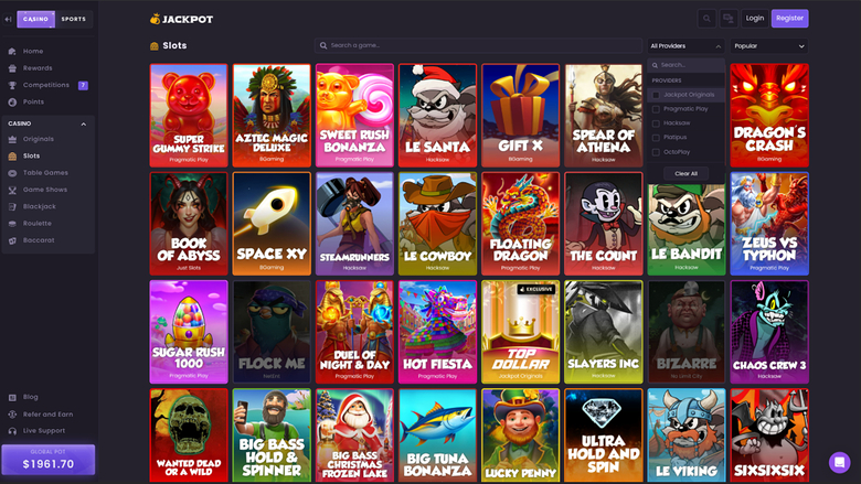 Jackpot.bet Casino — Games by studio