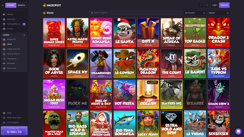 Jackpot.bet Casino — Games lobby