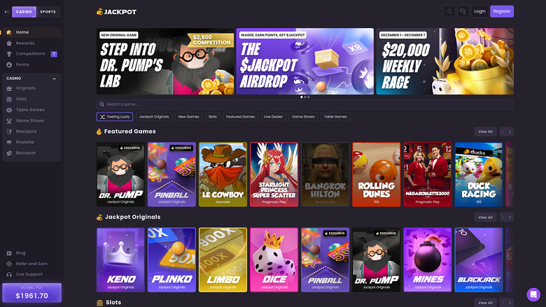Jackpot.bet Casino — Homepage