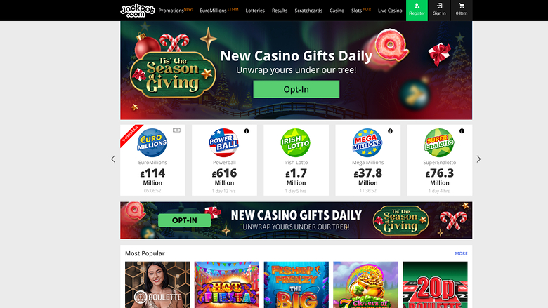 Jackpot.com Casino — Homepage
