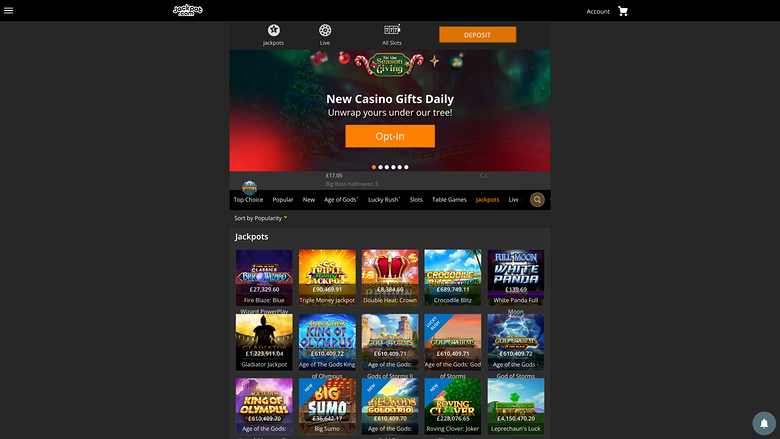 Jackpot.com Casino — Jackpot games