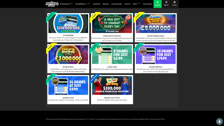 Jackpot.com Casino — Promotions page