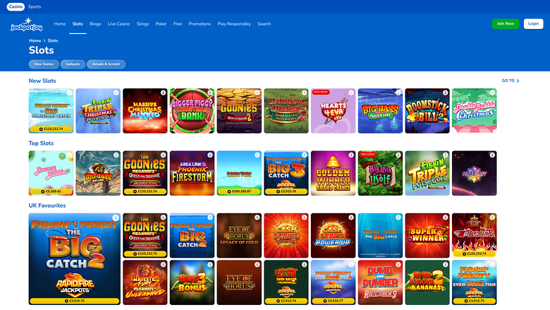 Jackpotjoy Casino — Games lobby