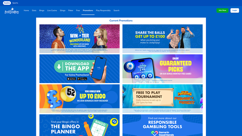 Jackpotjoy Casino — Promotions page