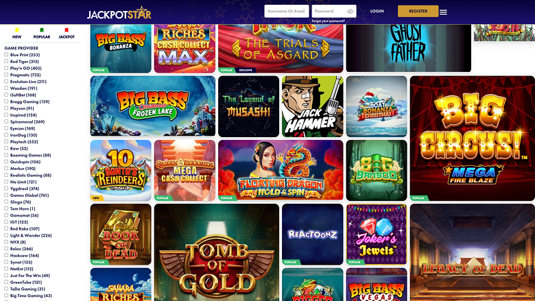 JackpotStar — Games by studio