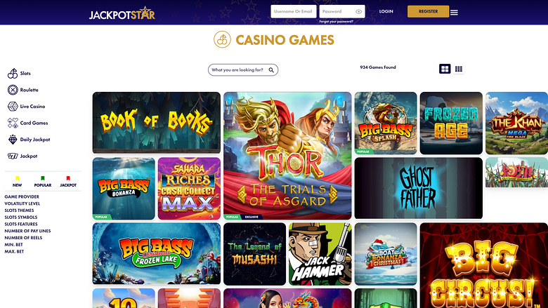 JackpotStar — Games lobby