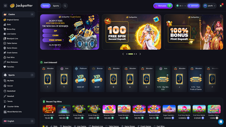 Jackpotter Casino — Homepage
