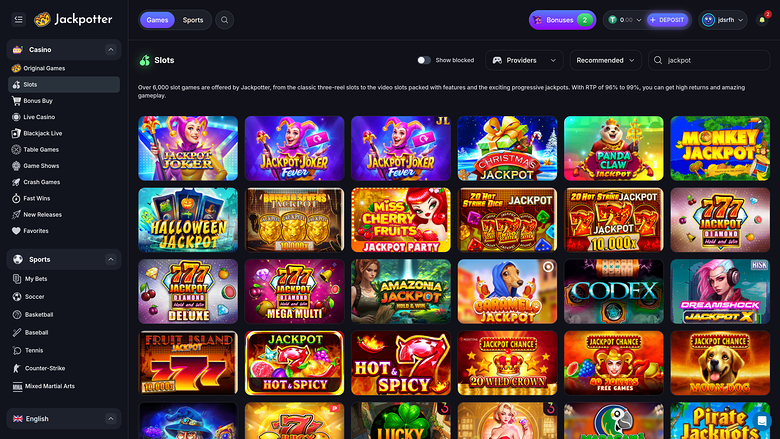 Jackpotter Casino — Jackpot games