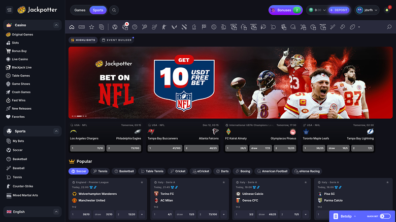 Jackpotter Casino — Sportsbook