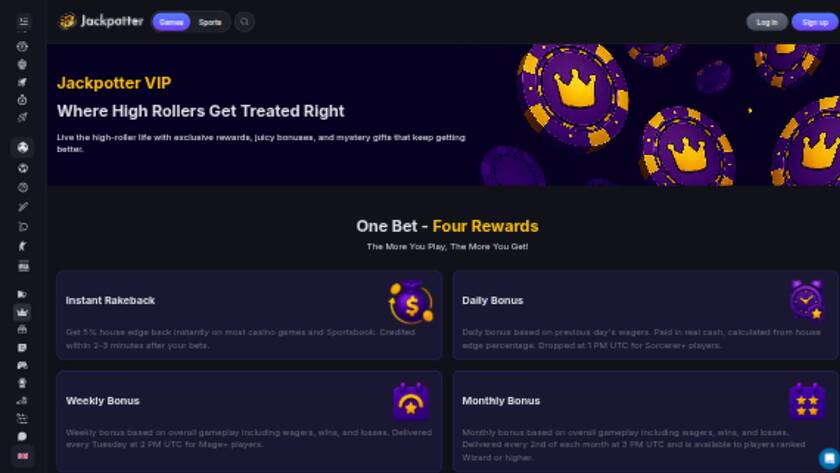 Jackpotter Casino — VIP section