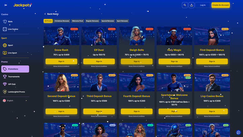Jackpoty Casino — Promotions page