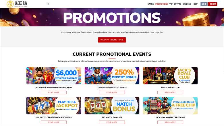 JacksPay Casino — Promotions page