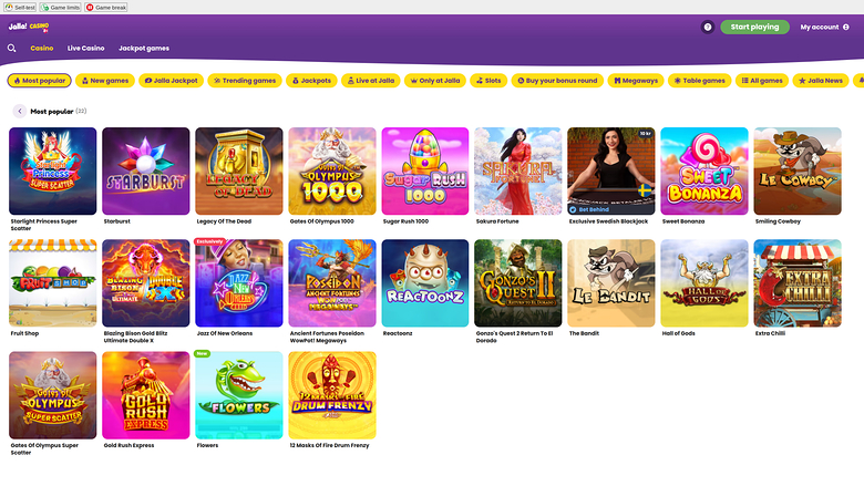 Jalla Casino — Games lobby