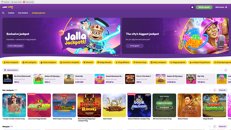 Jalla Casino — Jackpot games