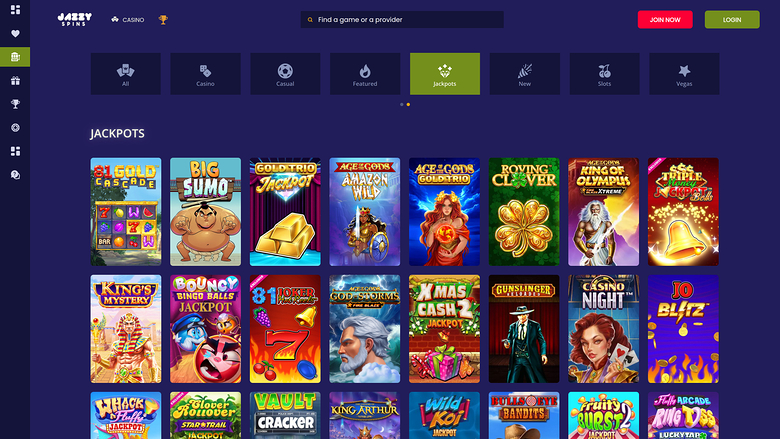 Jazzy Spins Casino — Jackpot games