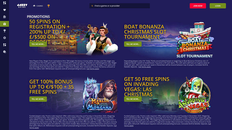 Jazzy Spins Casino — Promotions page