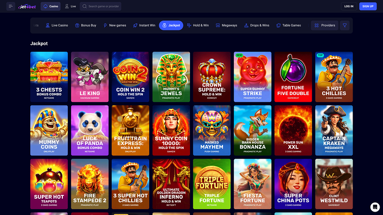Jet4bet Casino — Jackpot games
