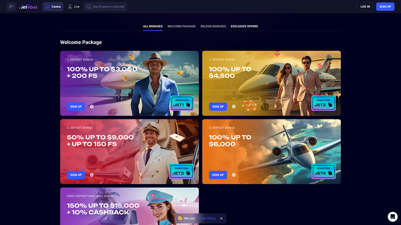 Jet4bet Casino — Promotions page