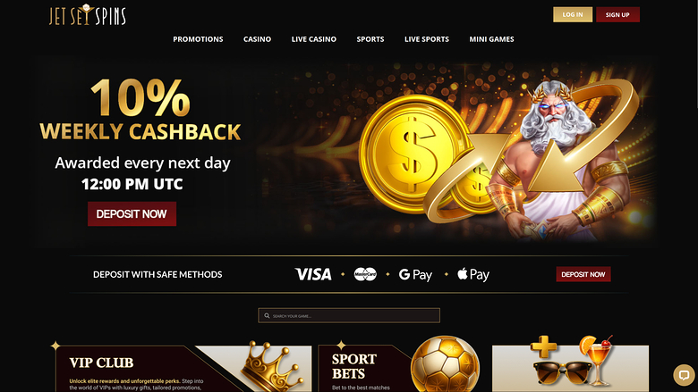 JetSetSpins Casino — Homepage