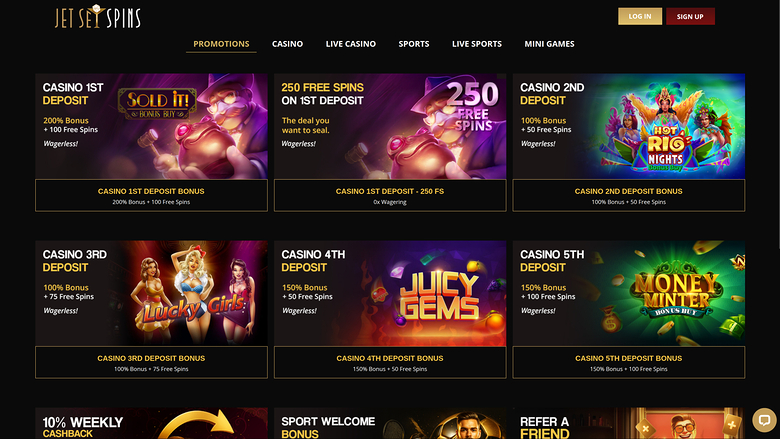 JetSetSpins Casino — Promotions page