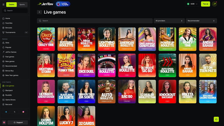 Jetton Games Casino — Live dealer lobby