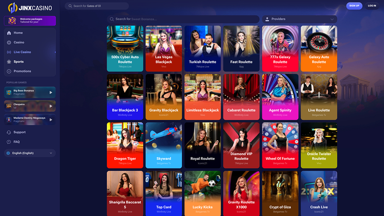 Jinx Casino — Live dealer lobby