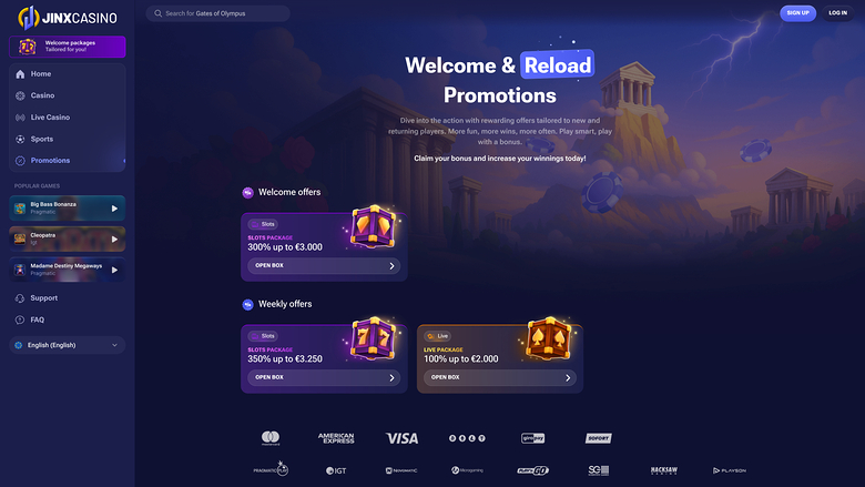Jinx Casino — Promotions page