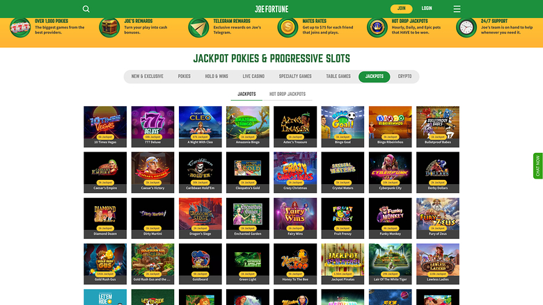 Joe Fortune Casino — Jackpot games