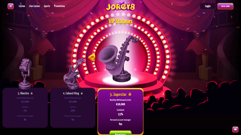 Joker8 Casino — VIP section