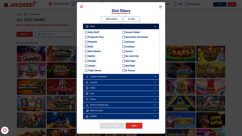 Jokerbet Casino — Games by studio