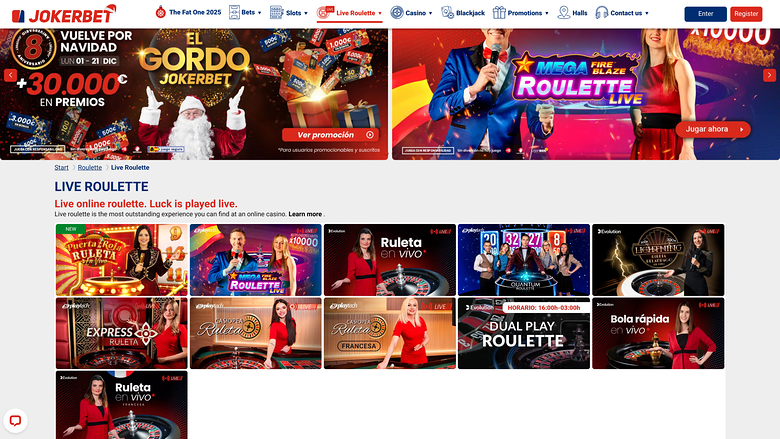 Jokerbet Casino — Live dealer lobby