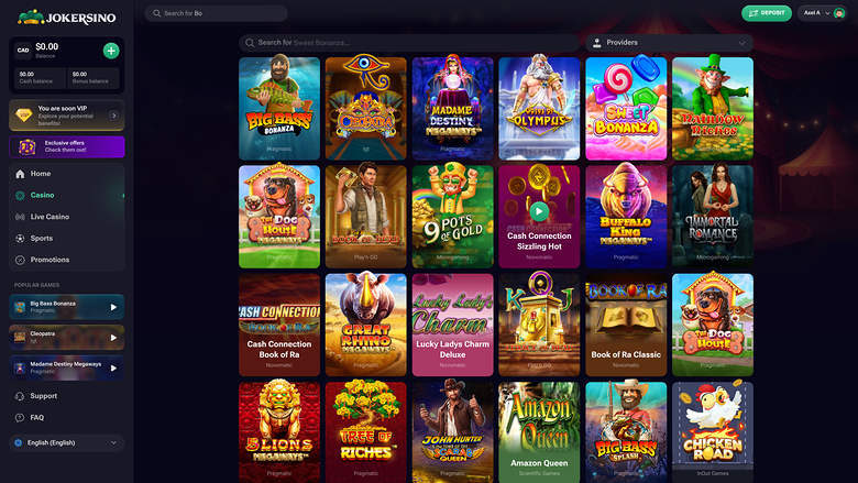 Jokersino — Games lobby